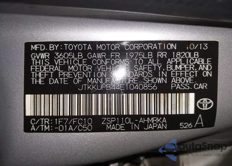 2014 Scion Xd z USA, uszkodzony, nr VIN JTKKUPB44E1040856